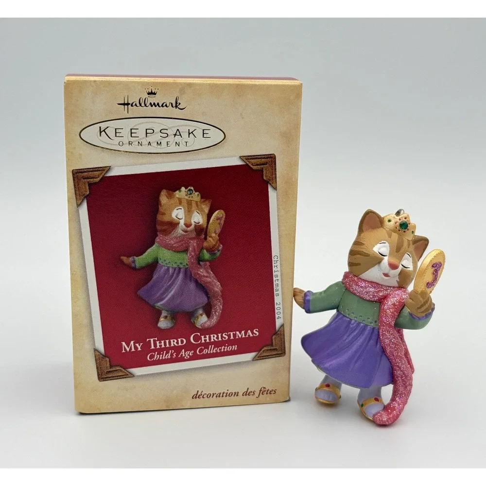 Hallmark Keepsake Ornament My Third Christmas 2004 Dress Up Kitten Child Age VTG